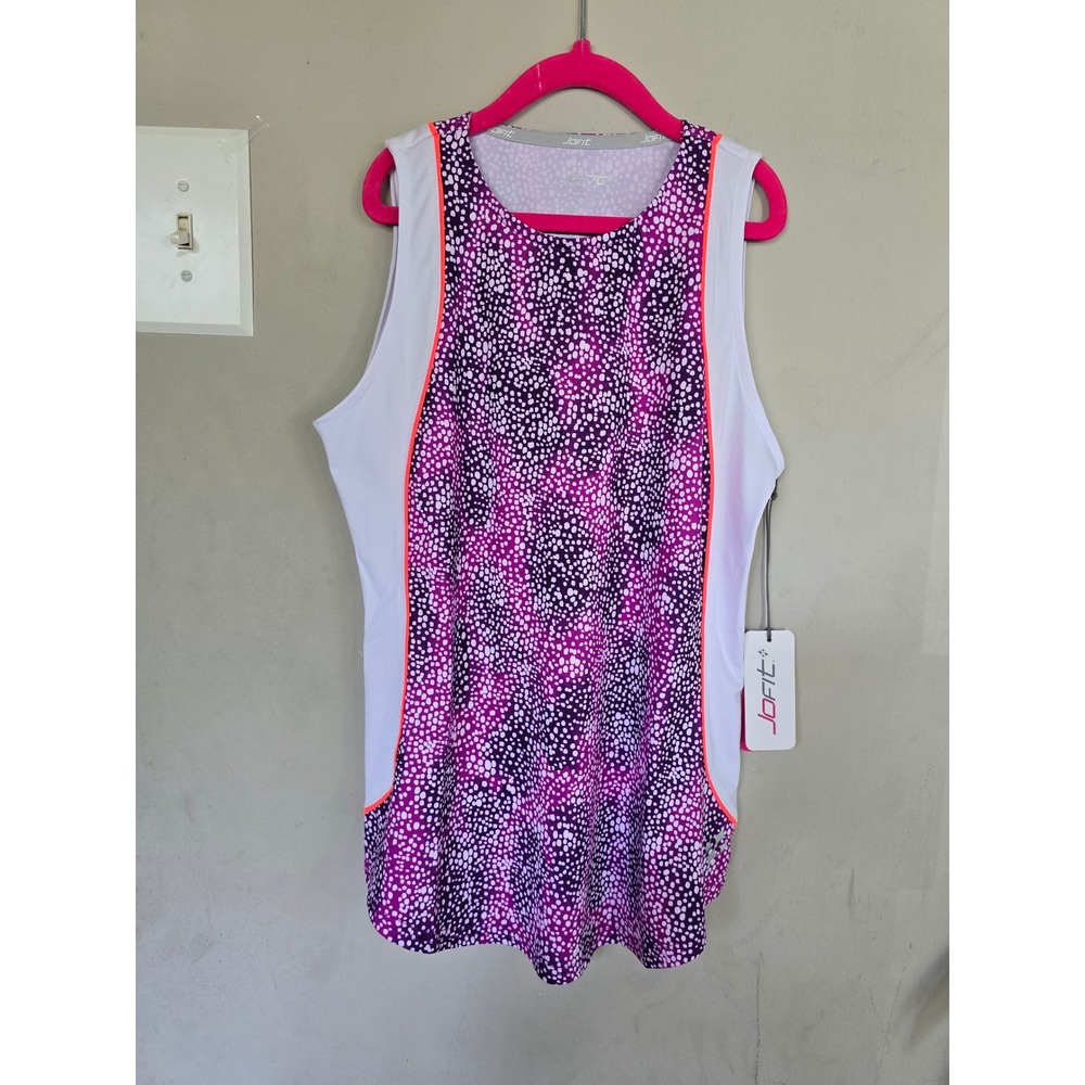Jofit Ace Tennis Tank Purple White Dot Print Athletic Top TT144-SPL XXS New